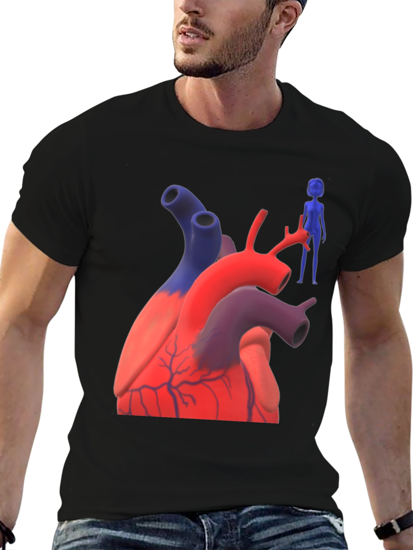 Anatomical Heart & Figure Graphic T-Shirt