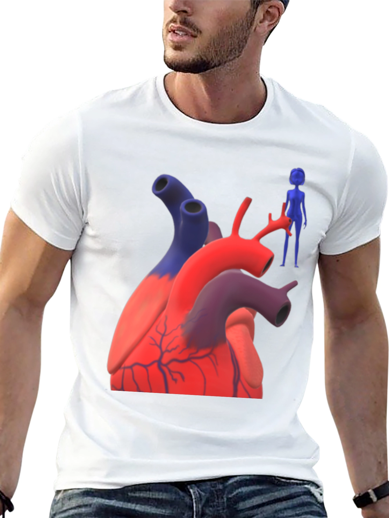 Anatomical Heart & Figure Graphic T-Shirt