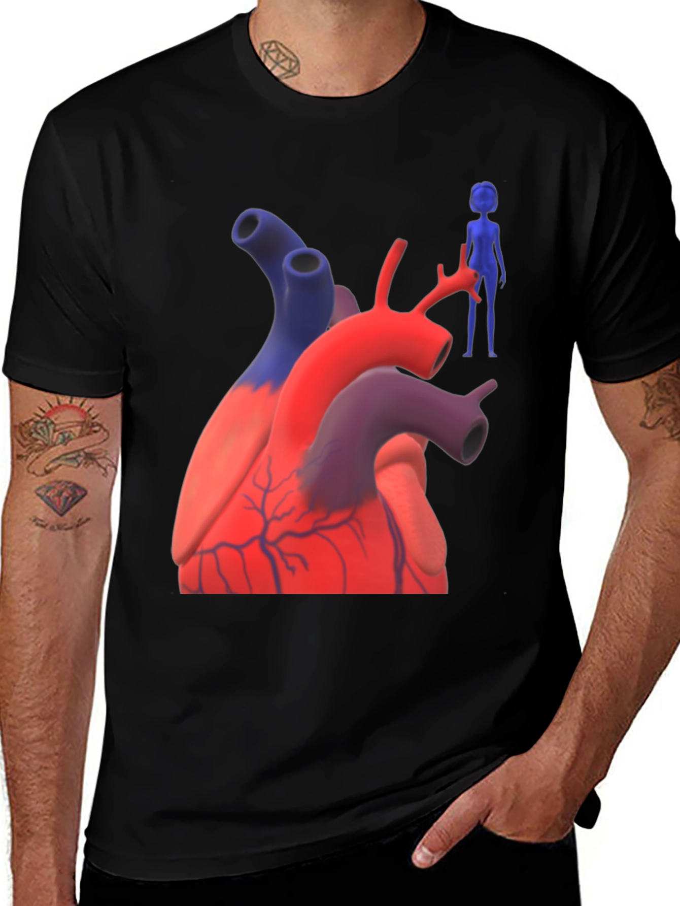 Anatomical Heart & Figure Graphic T-Shirt