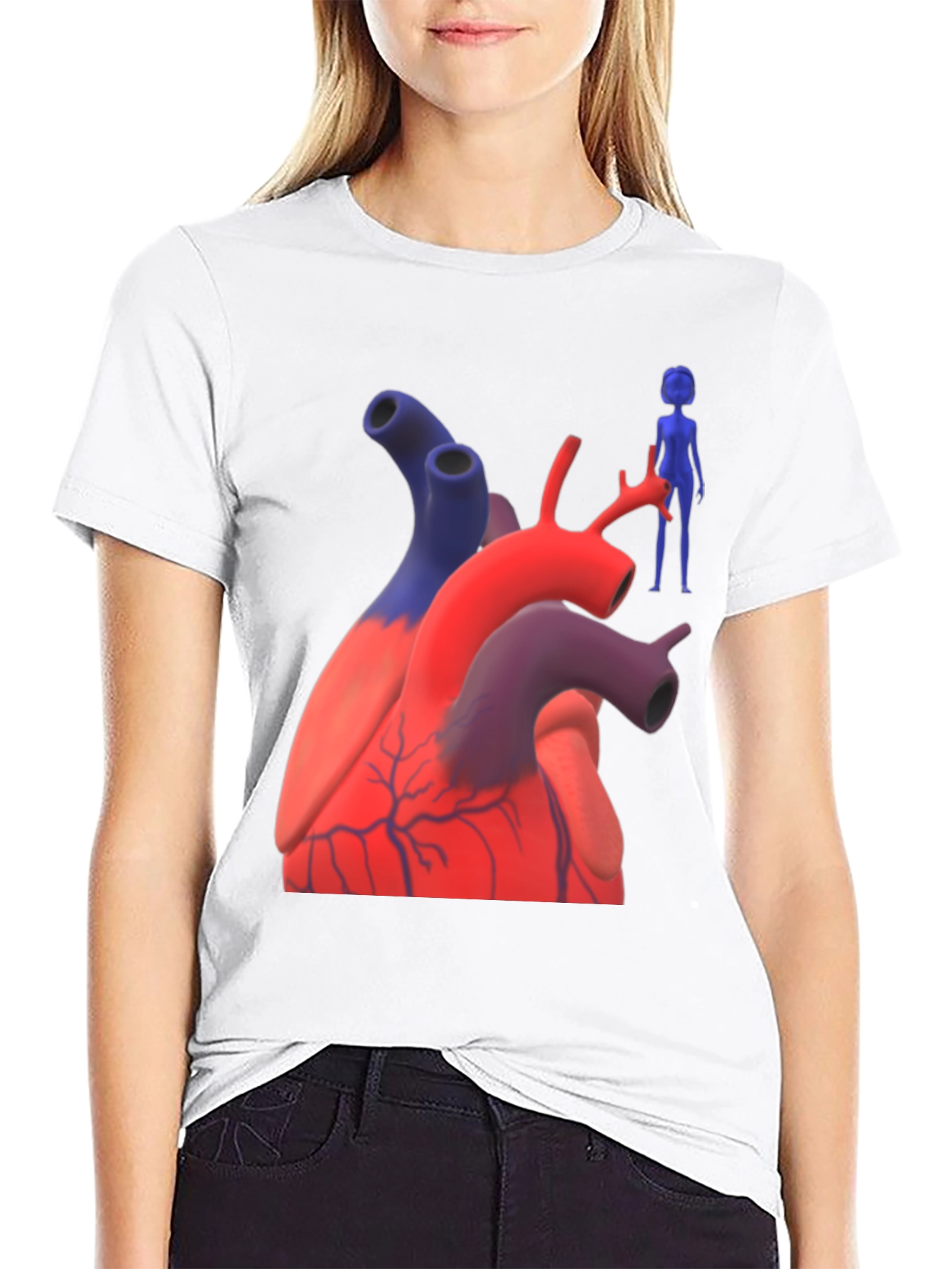 Anatomical Heart & Figure Graphic T-Shirt
