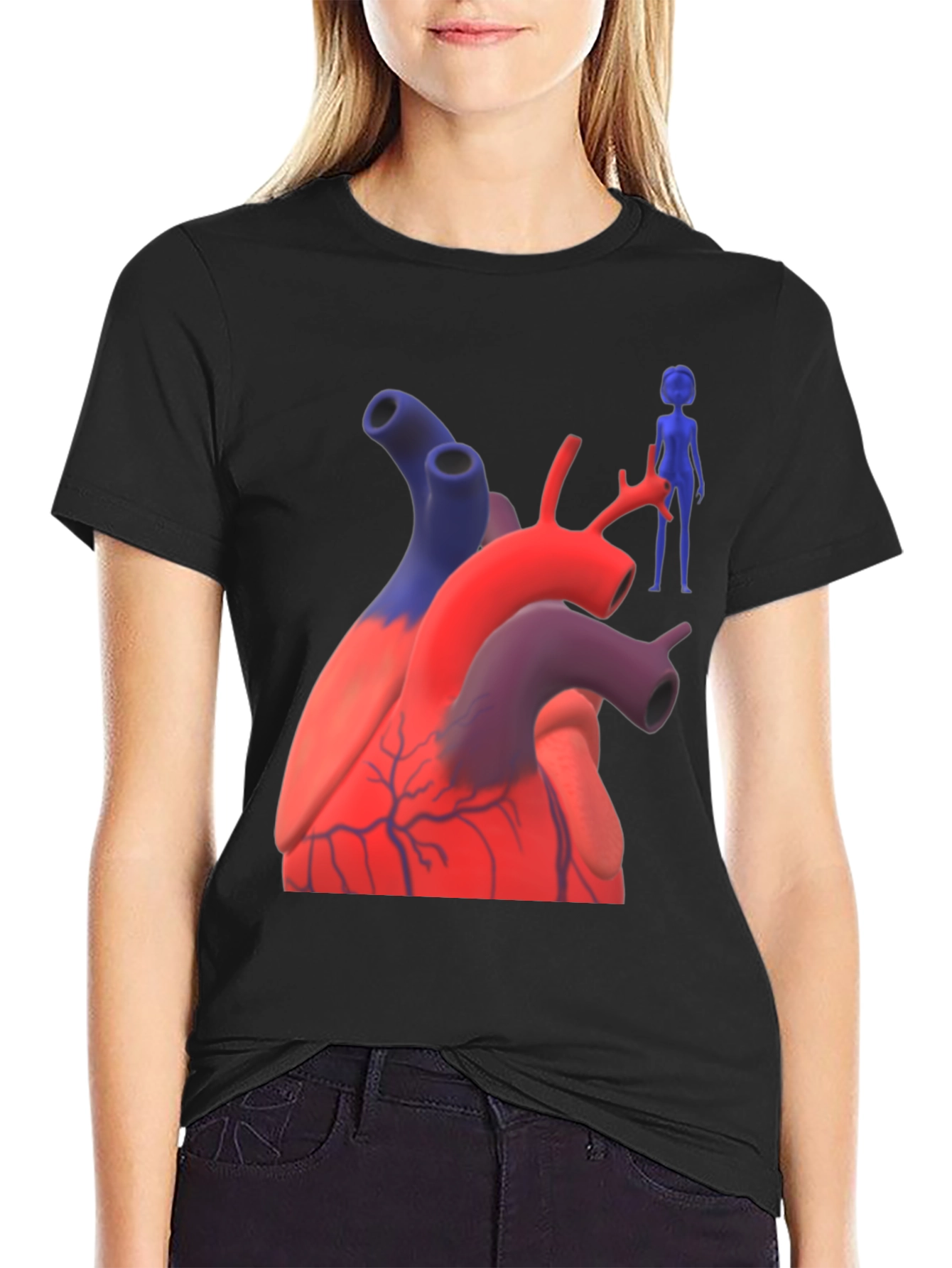 Anatomical Heart & Figure Graphic T-Shirt