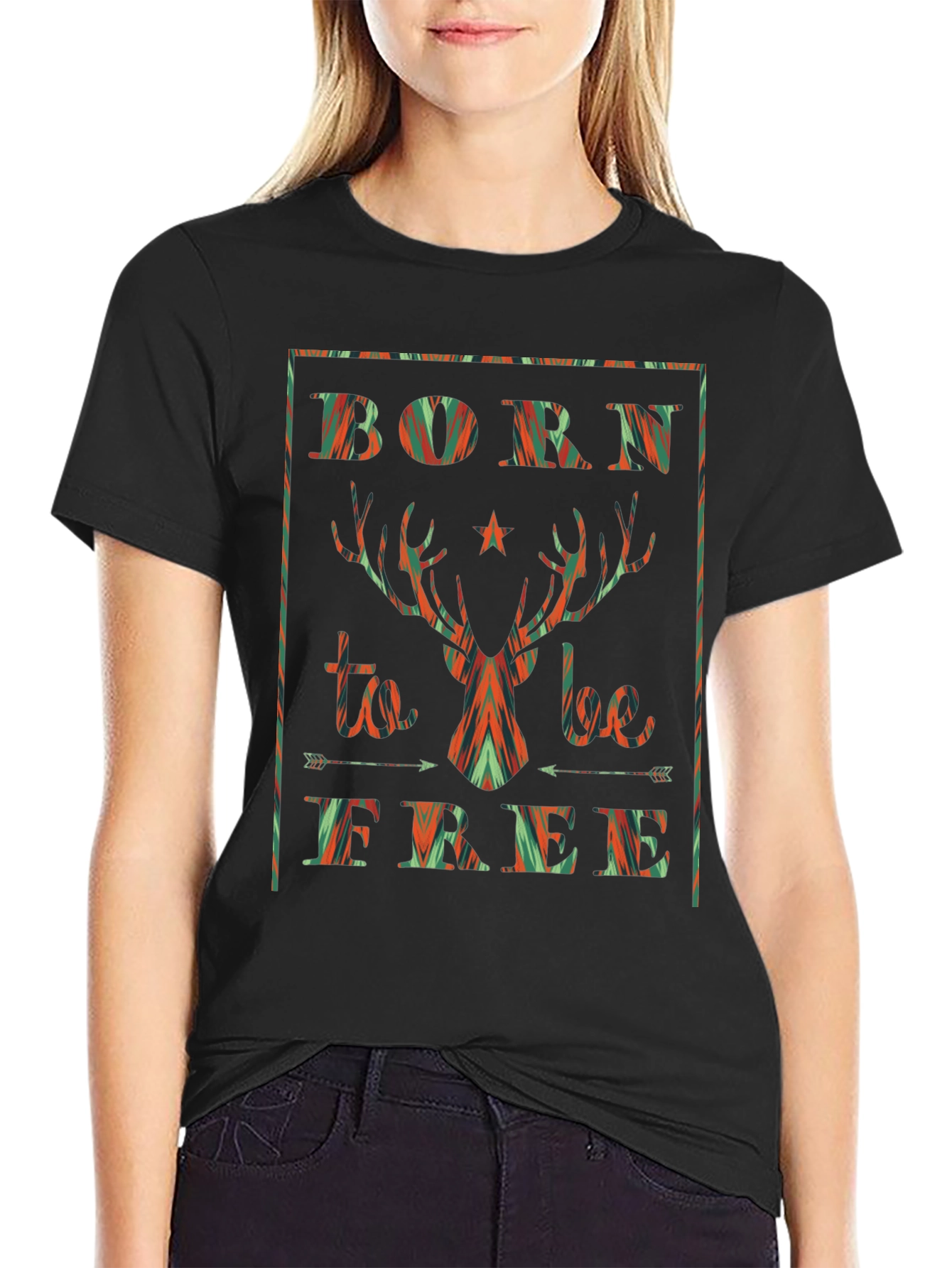 Born to Be Free Deer Graphic Tee