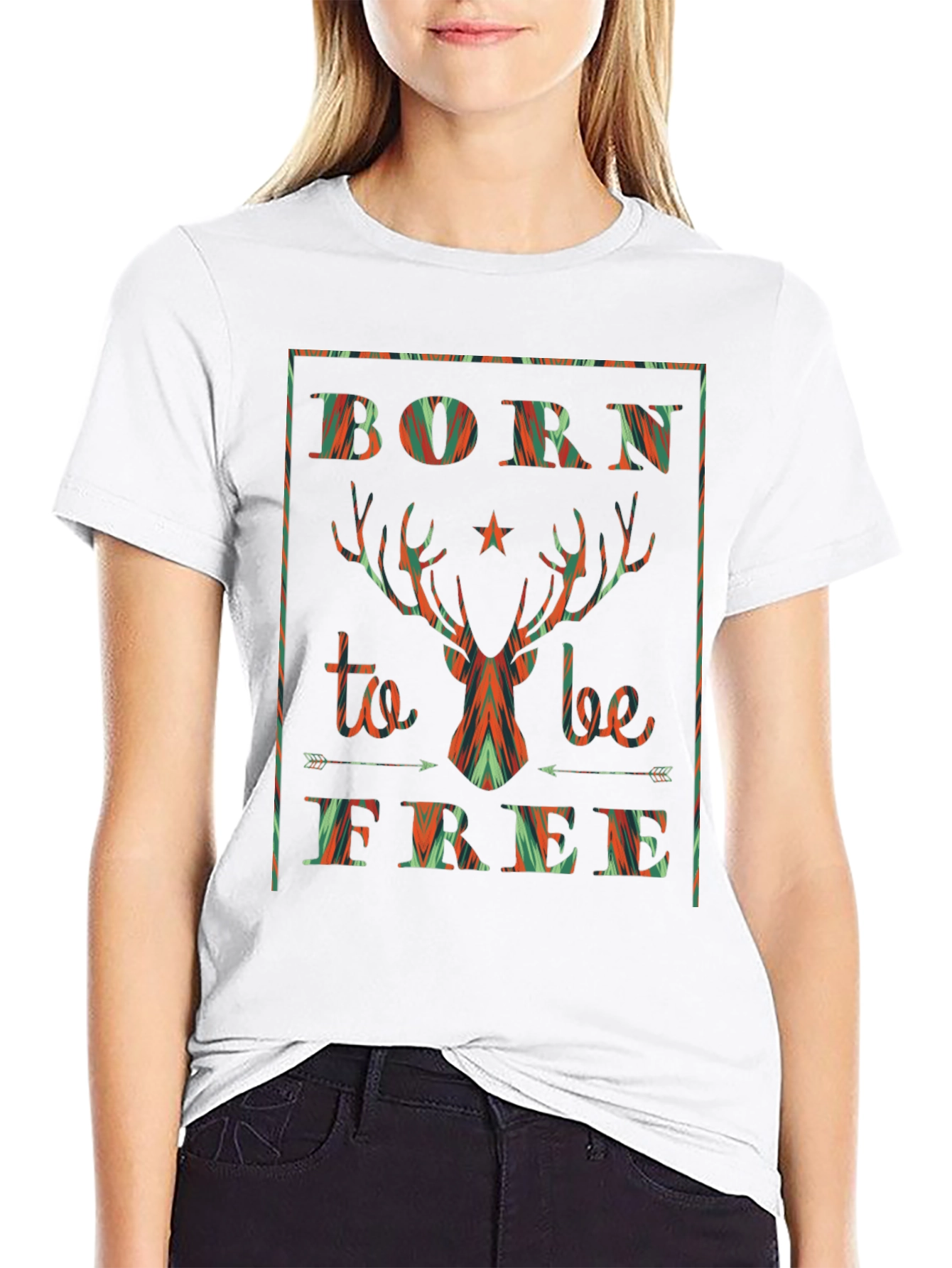 Born to Be Free Deer Graphic Tee