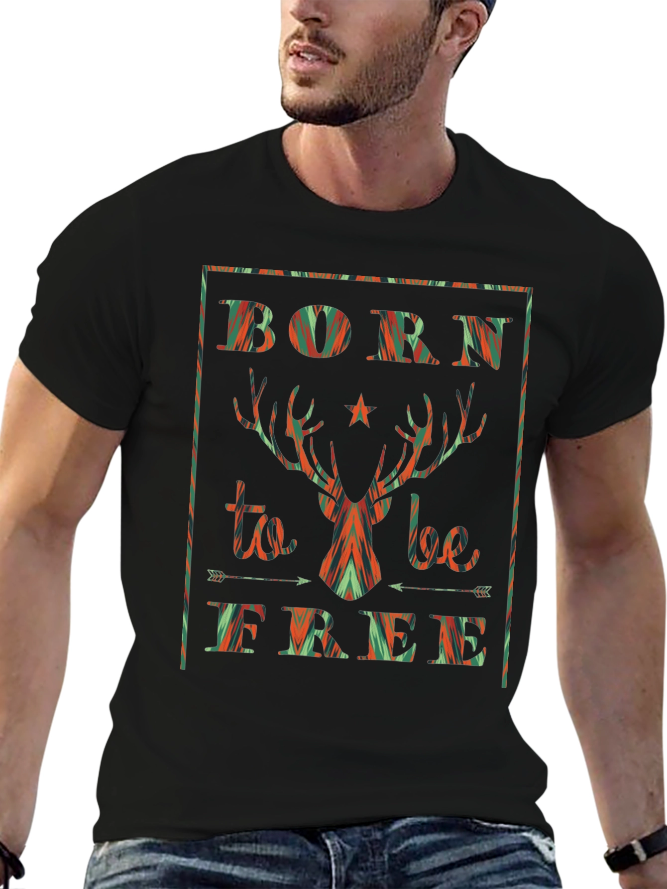 Born to Be Free Deer Graphic Tee
