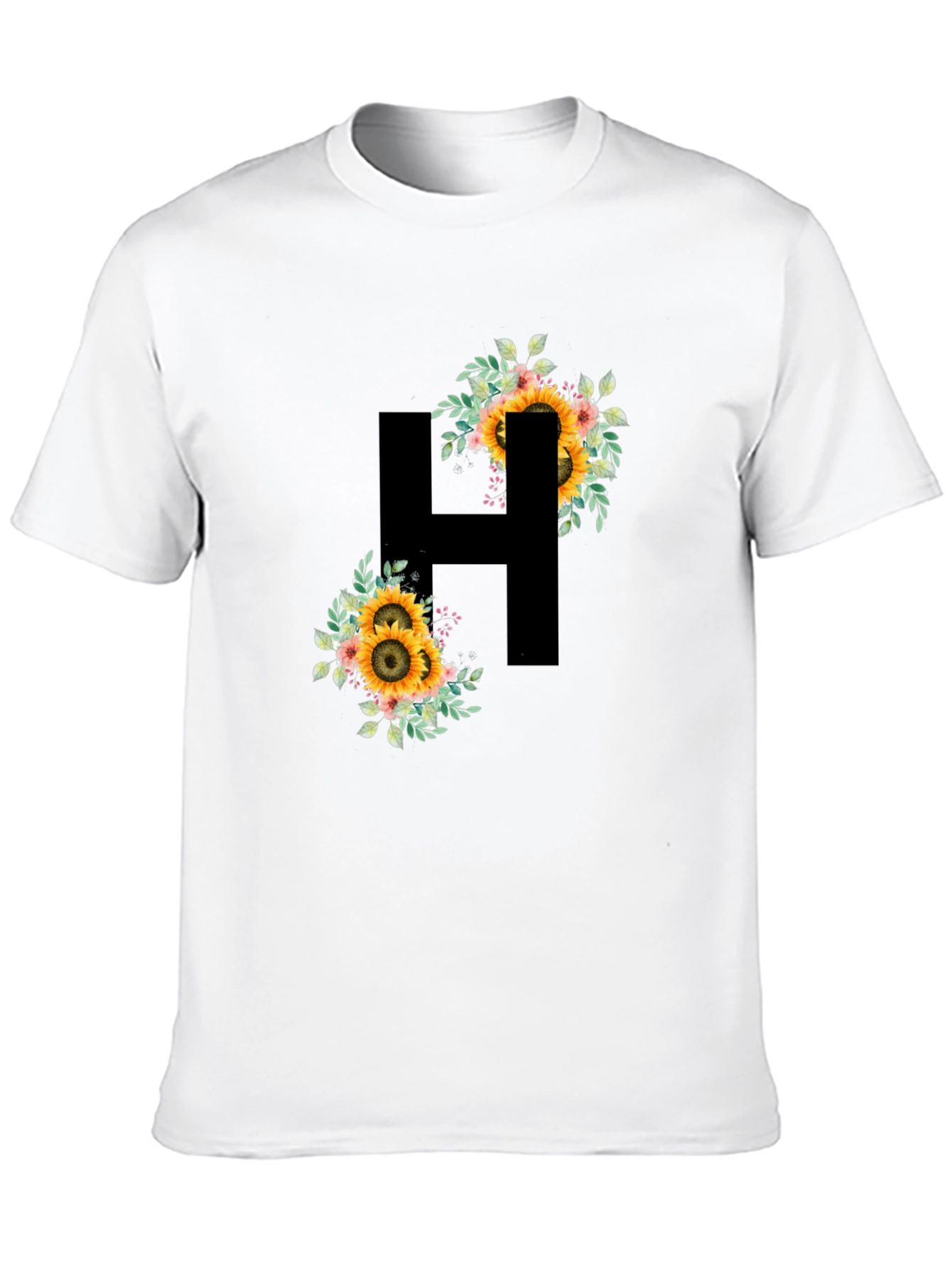 Sunflower Initial H Black T-Shirt