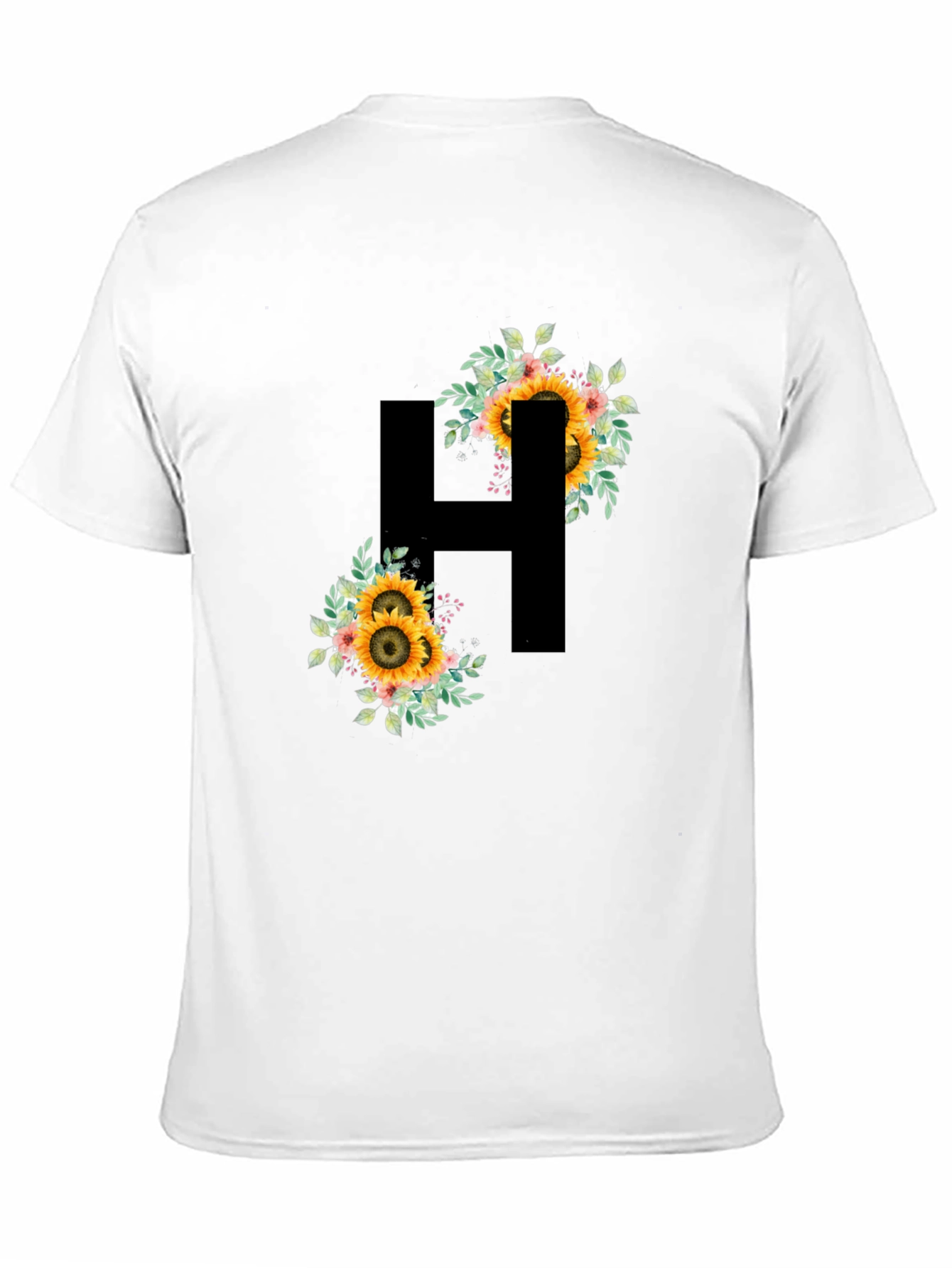Sunflower Initial H Black T-Shirt