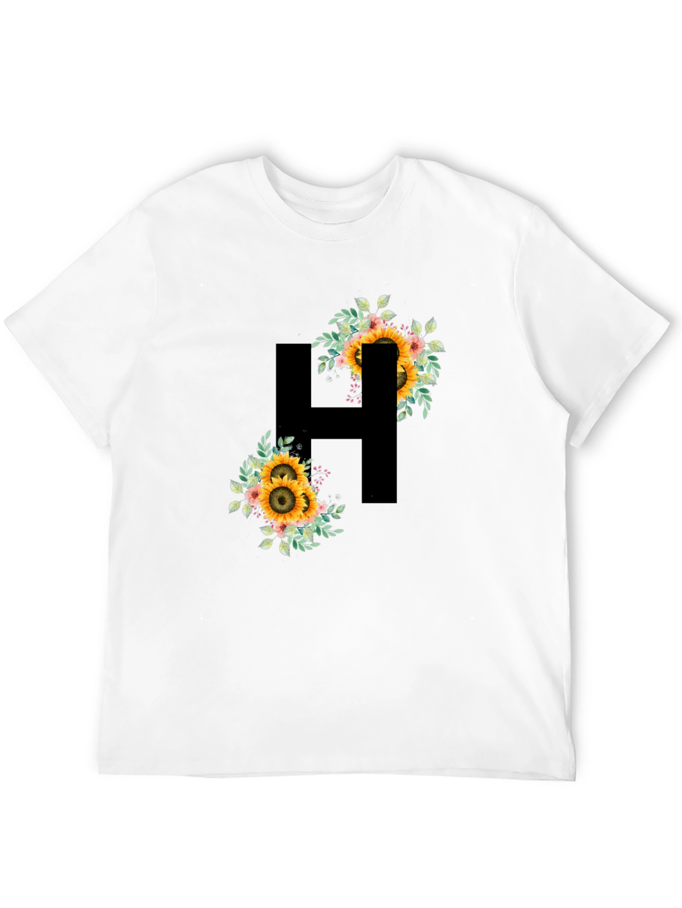 Sunflower Initial H Black T-Shirt