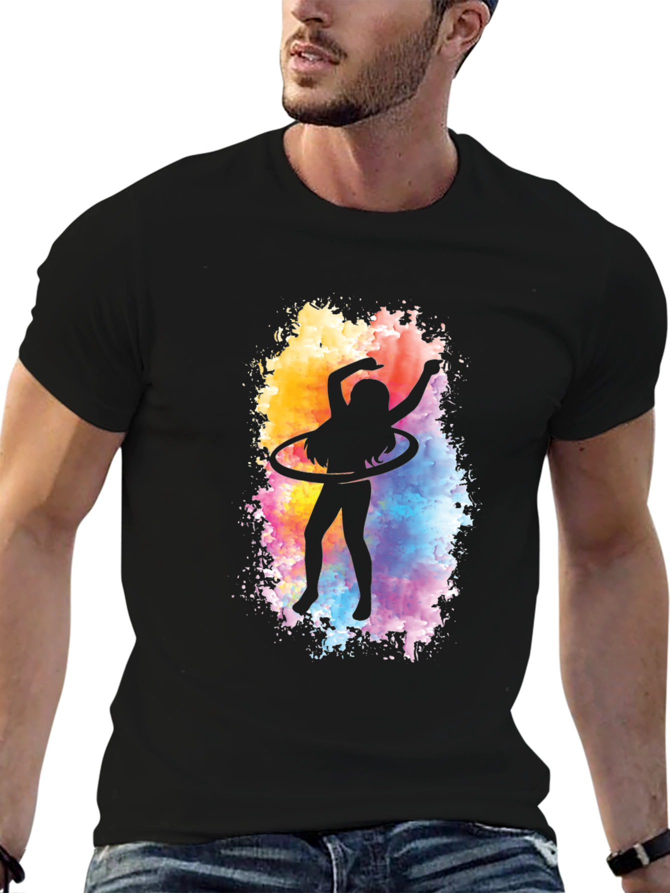 Hula Hoop Silhouette Graphic Tee - Black