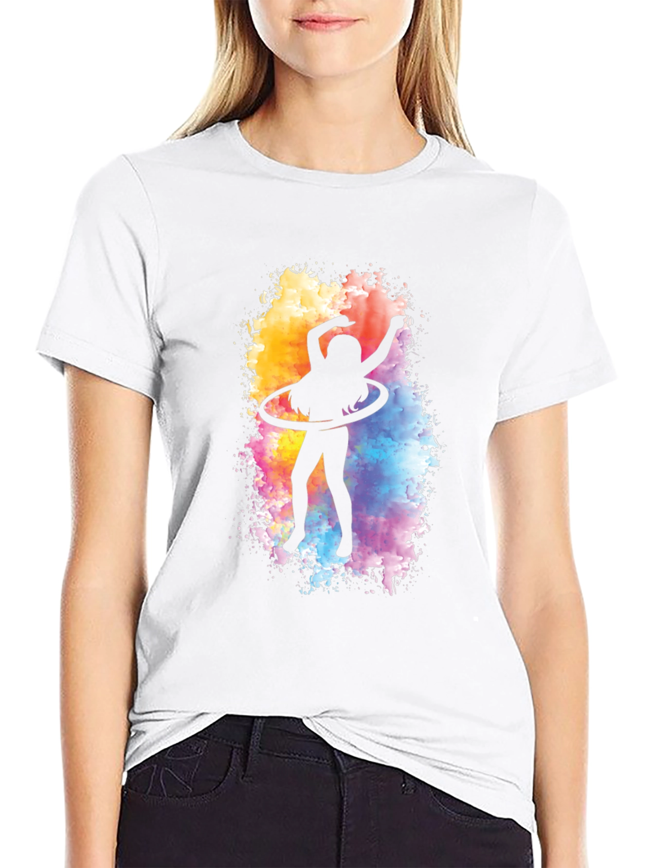 Hula Hoop Silhouette Graphic Tee - Black