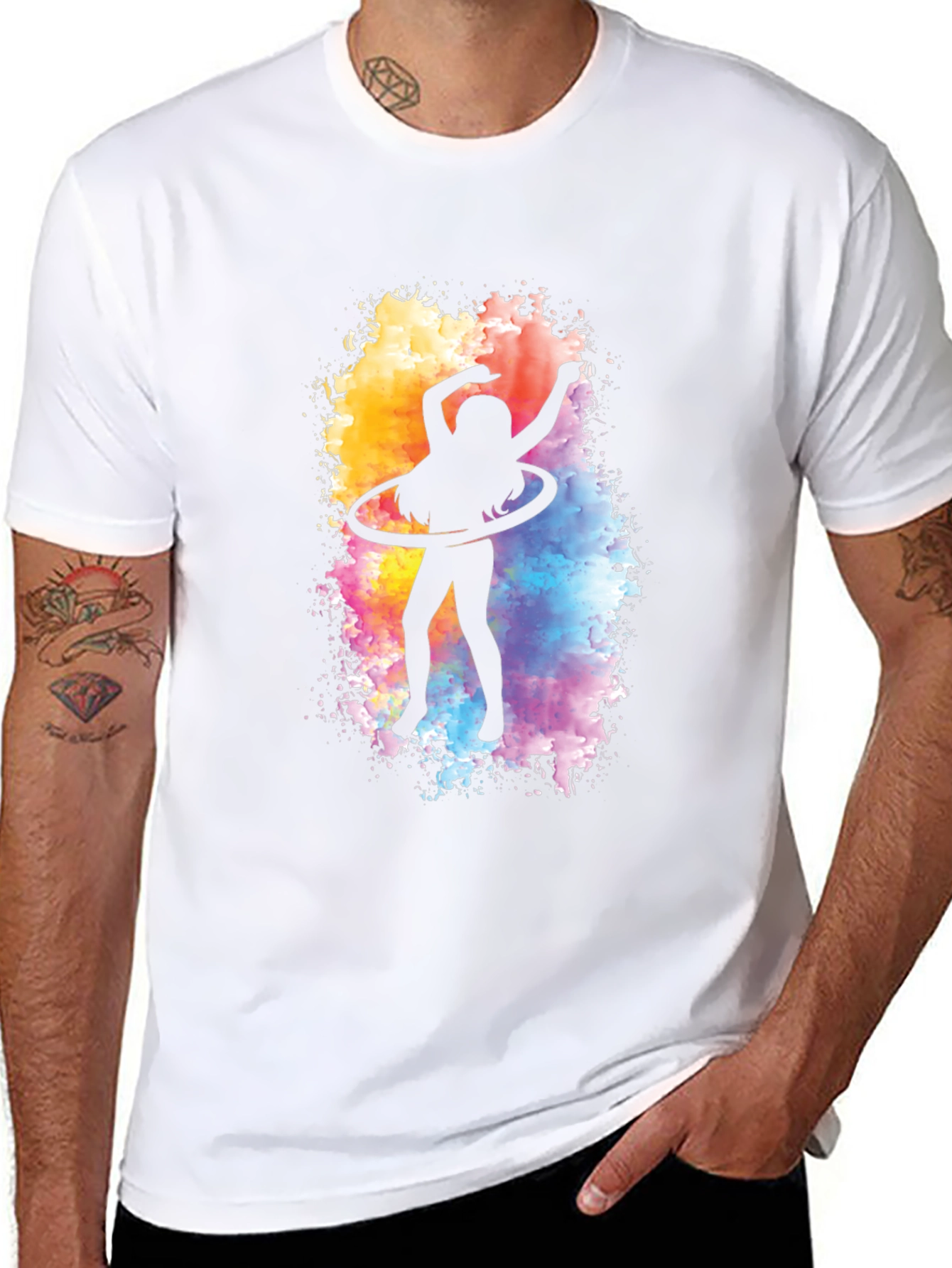 Hula Hoop Silhouette Graphic Tee - Black