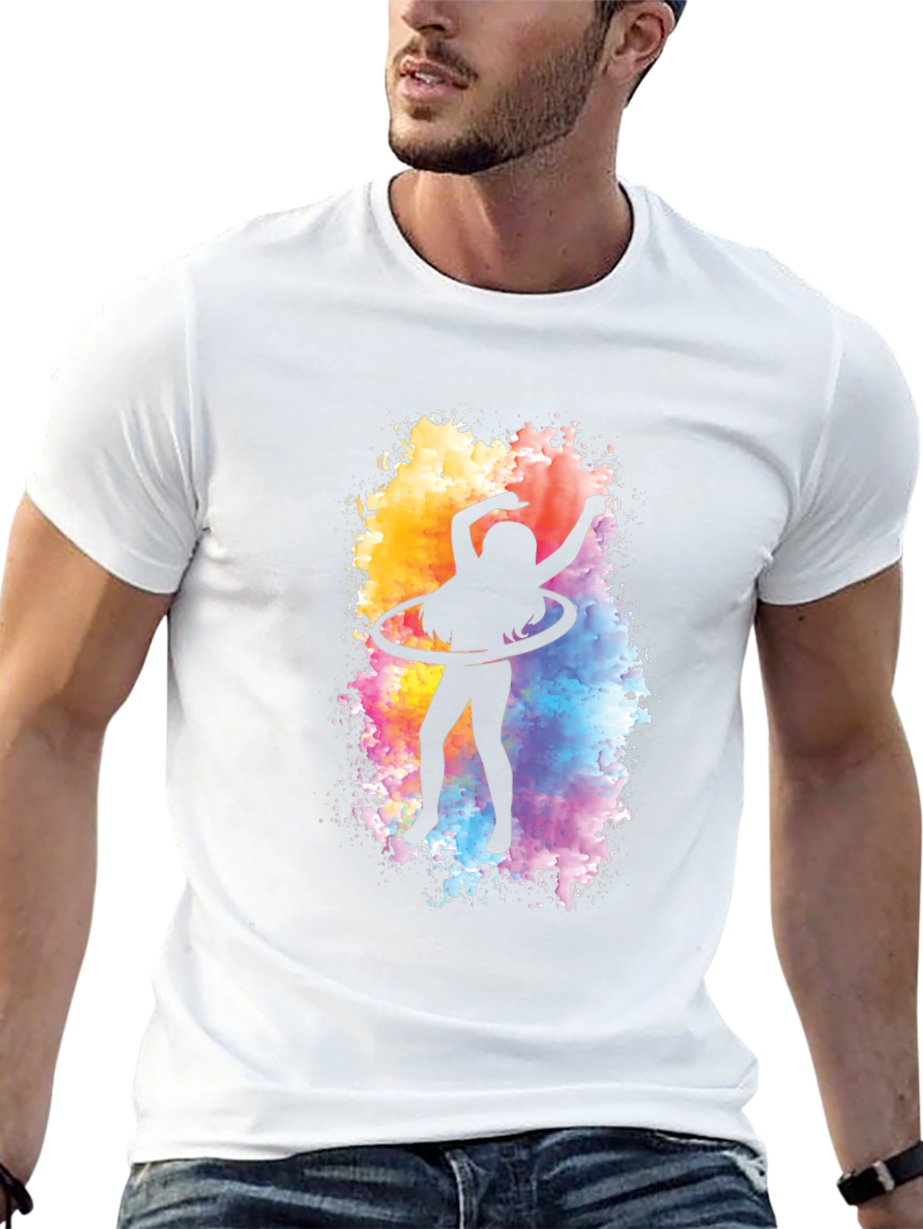 Hula Hoop Silhouette Graphic Tee - Black