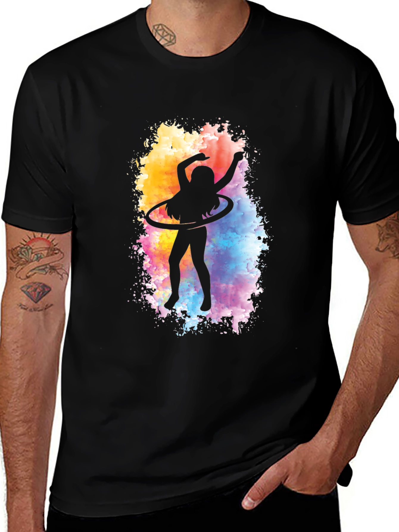 Hula Hoop Silhouette Graphic Tee - Black