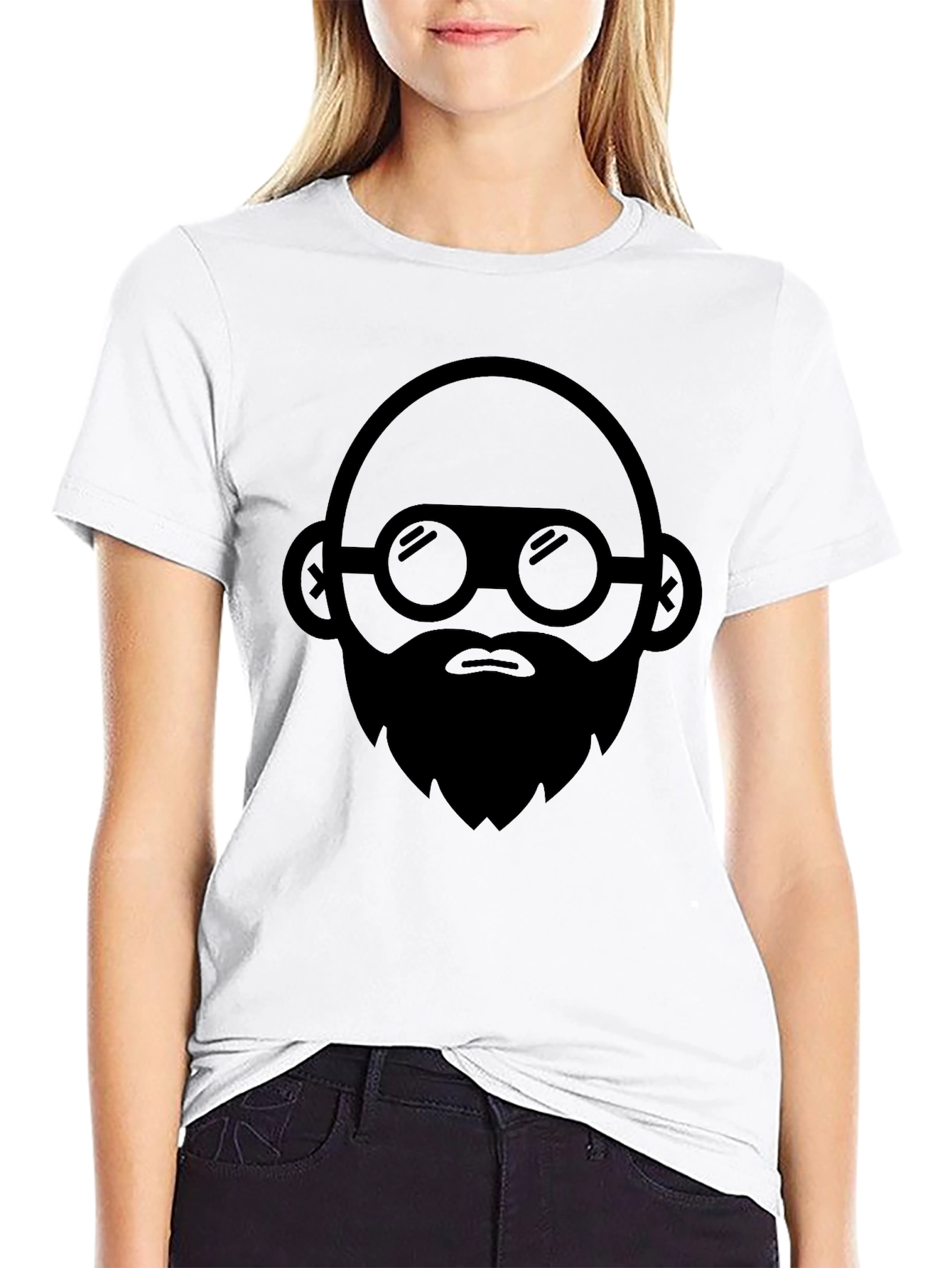 Bearded Face Graphic Black T-Shirt