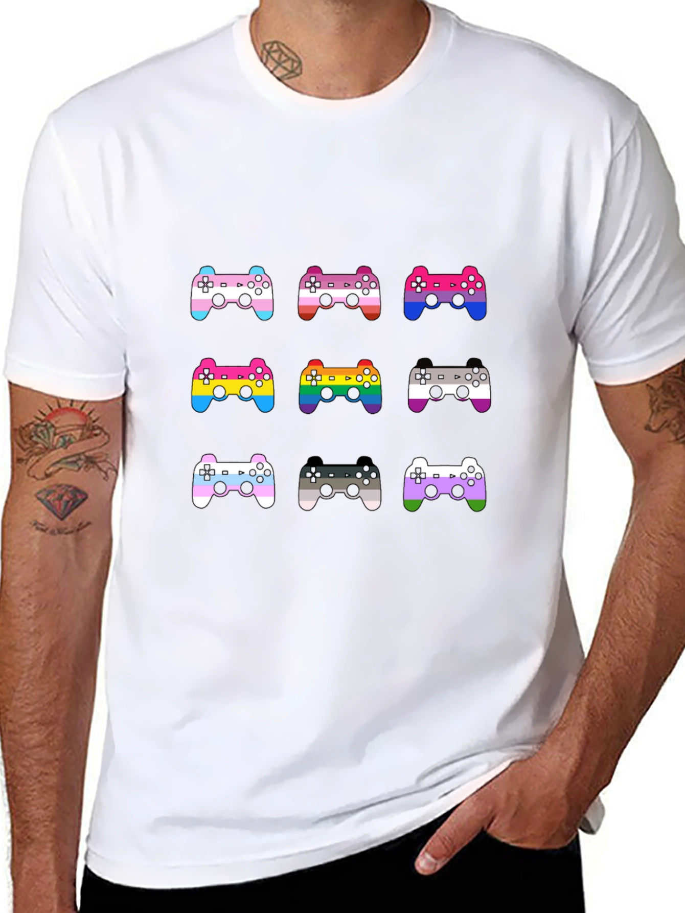 LGBTQ+ Gamer T-Shirt: Pride Controller Design
