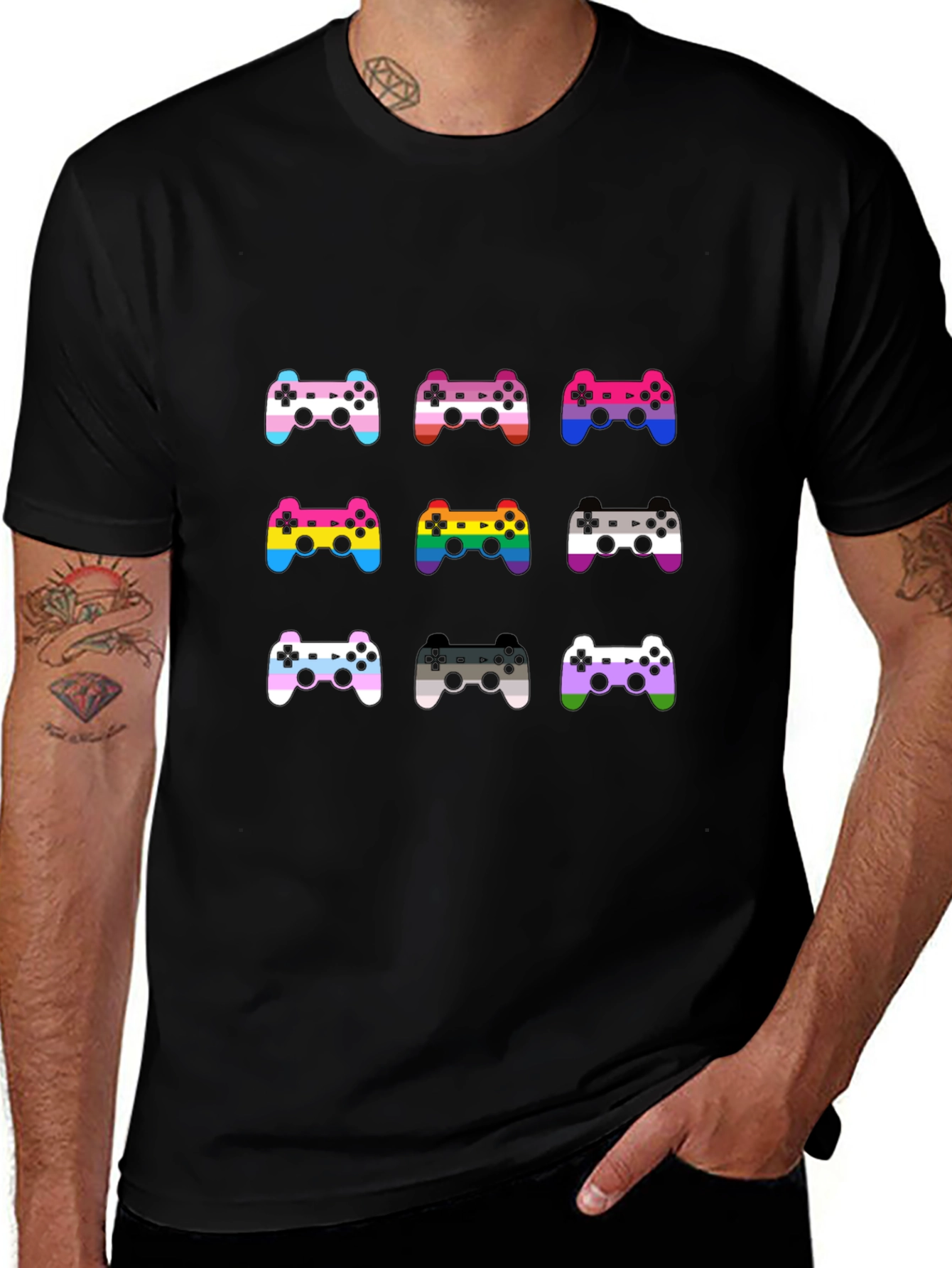 LGBTQ+ Gamer T-Shirt: Pride Controller Design