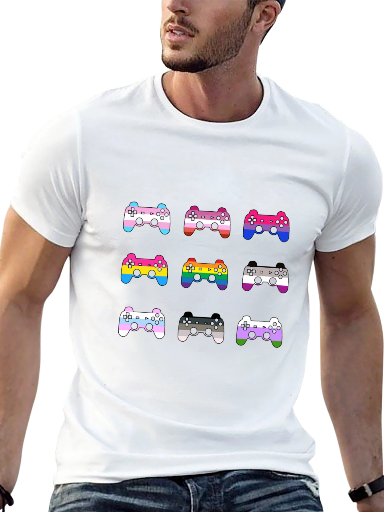 LGBTQ+ Gamer T-Shirt: Pride Controller Design