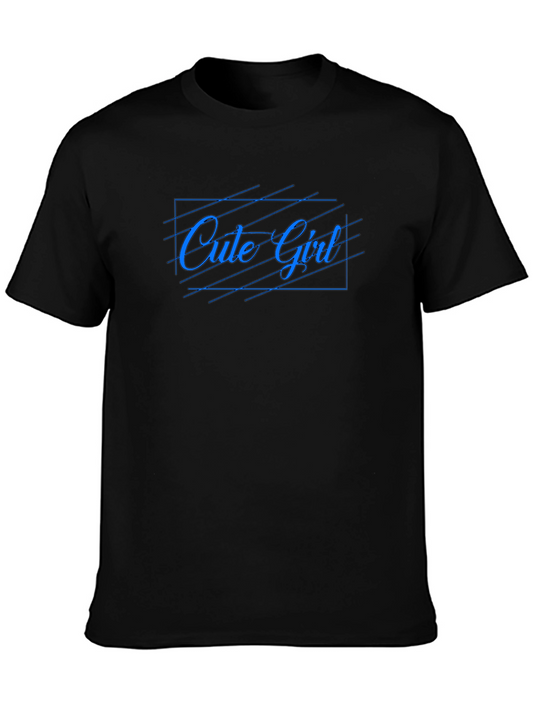 Cute Girl Graphic Tee - Trendy Black Cotton T-Shirt