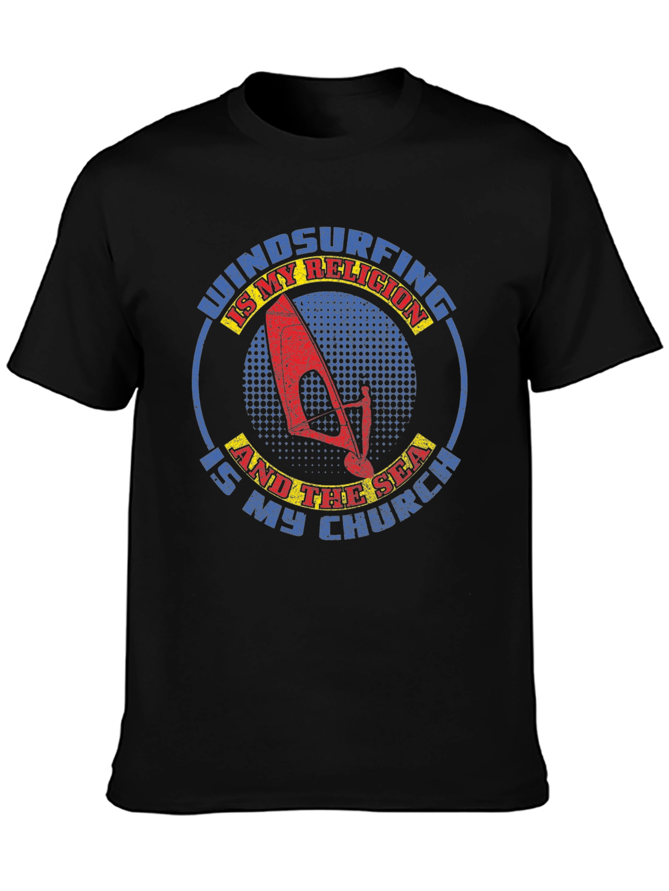 Windsurfing Is My Religion Black Graphic T-Shirt