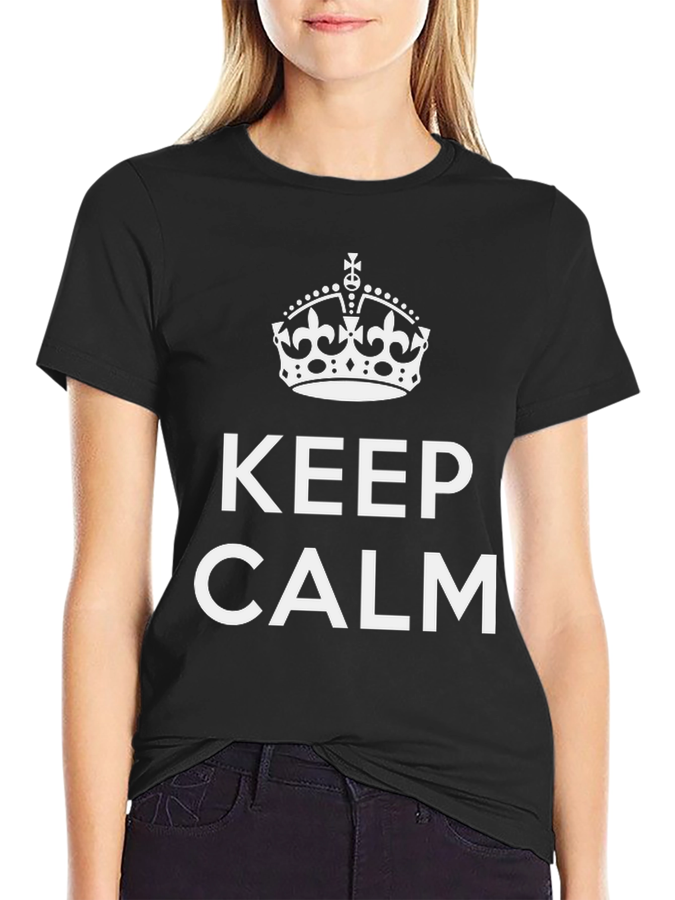 Keep Calm Crown Graphic Black T-Shirt
