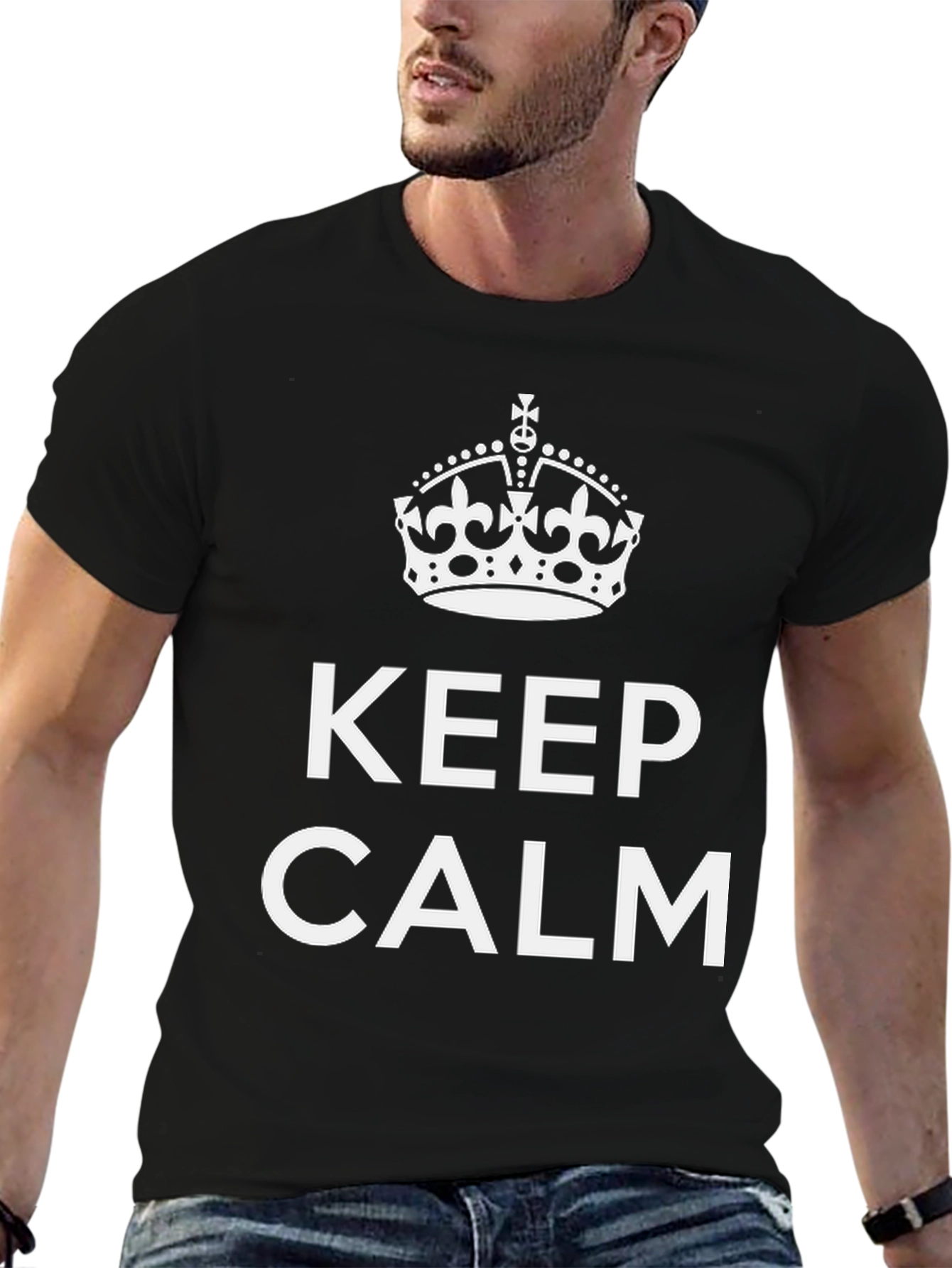 Keep Calm Crown Graphic Black T-Shirt