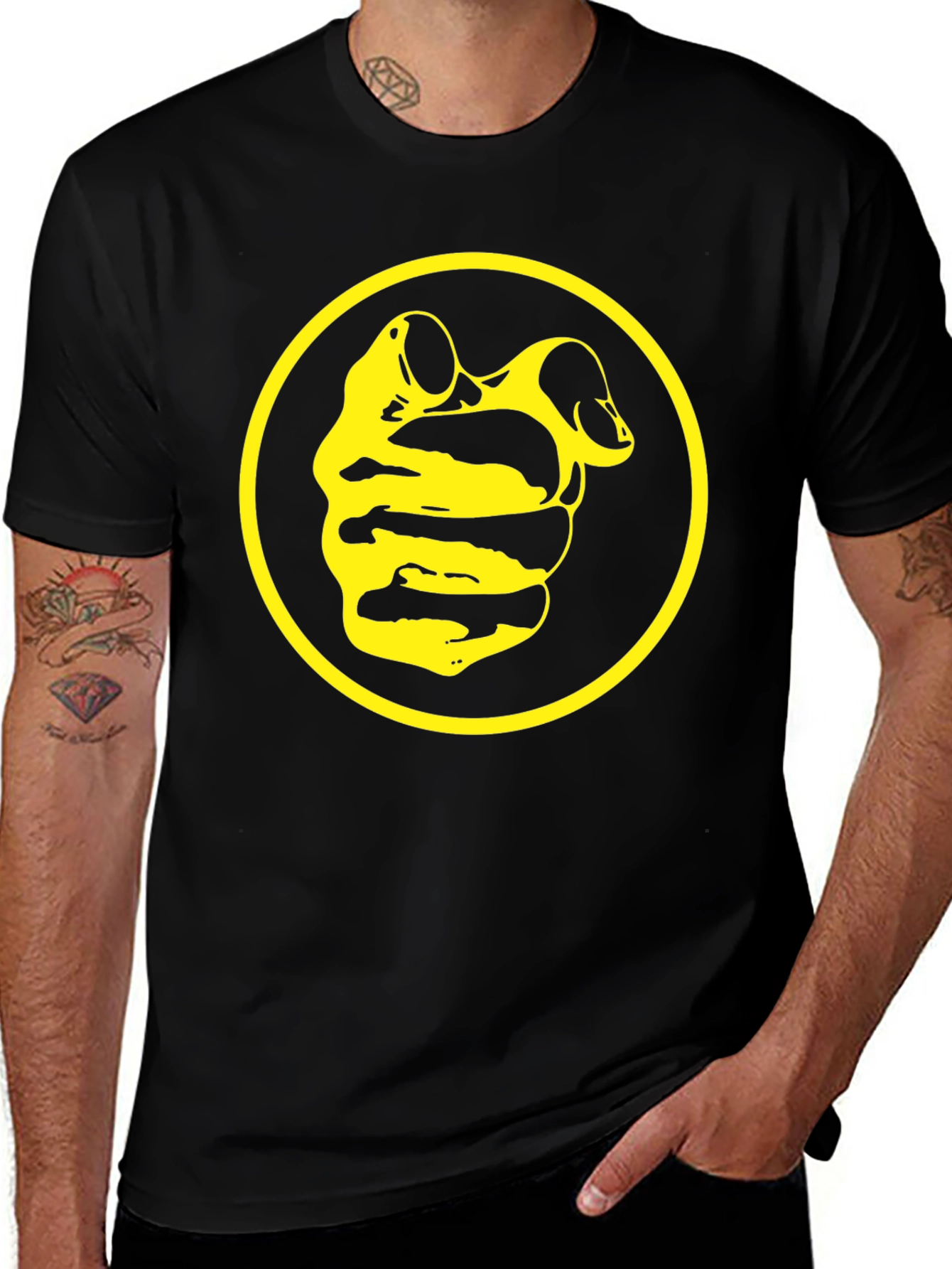 Black T-Shirt with Yellow Duck Icon