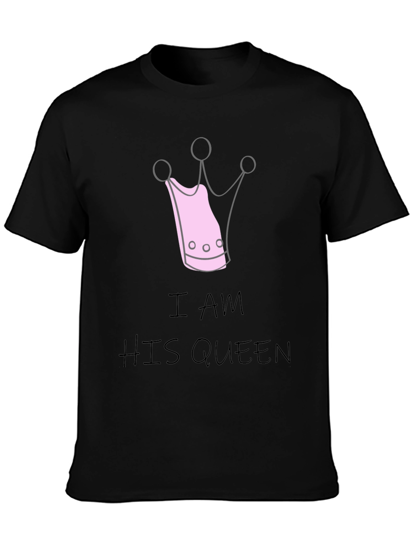I Am His Queen Black Crewneck T-Shirt