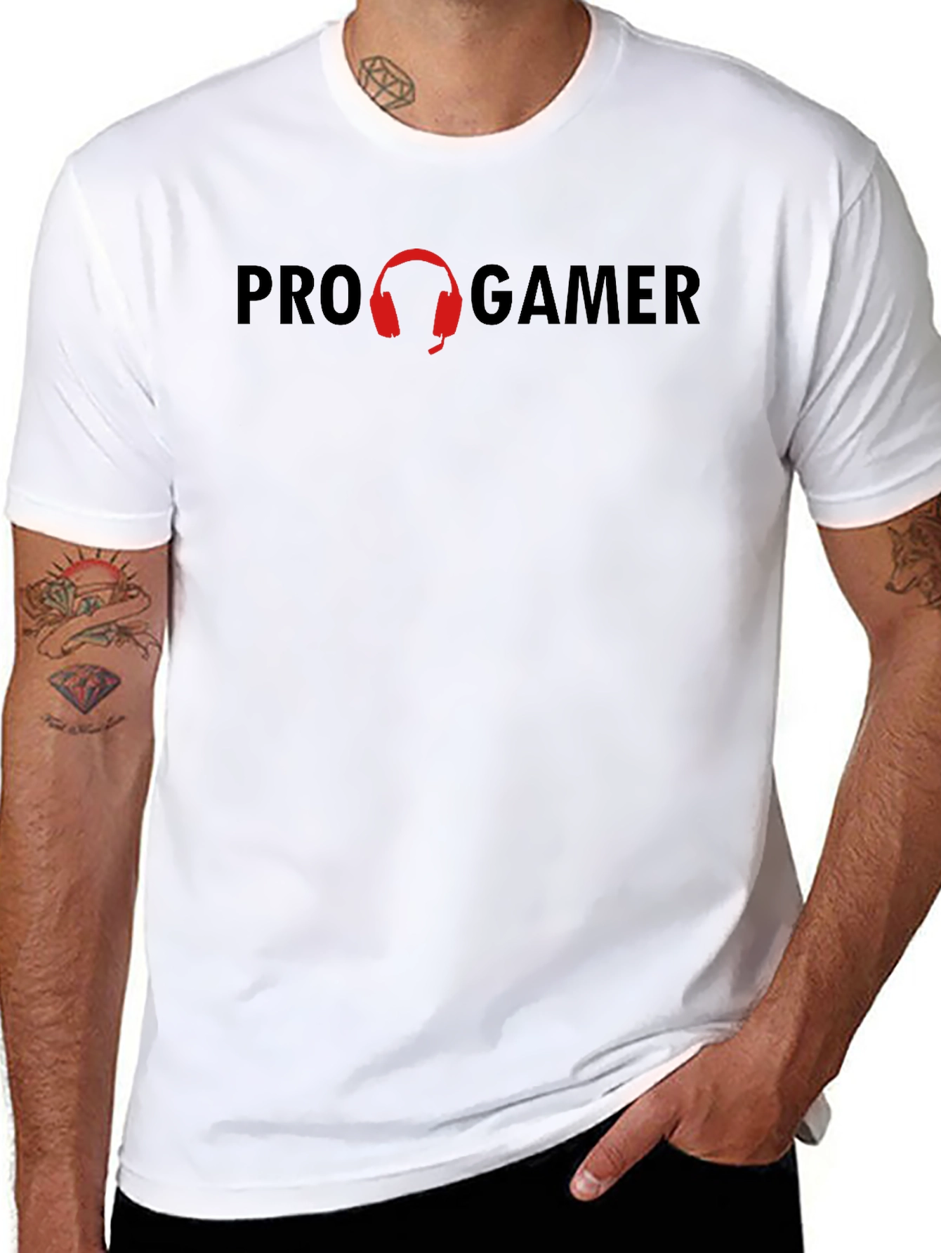 Pro Gamer Black T-Shirt with Headphone Design