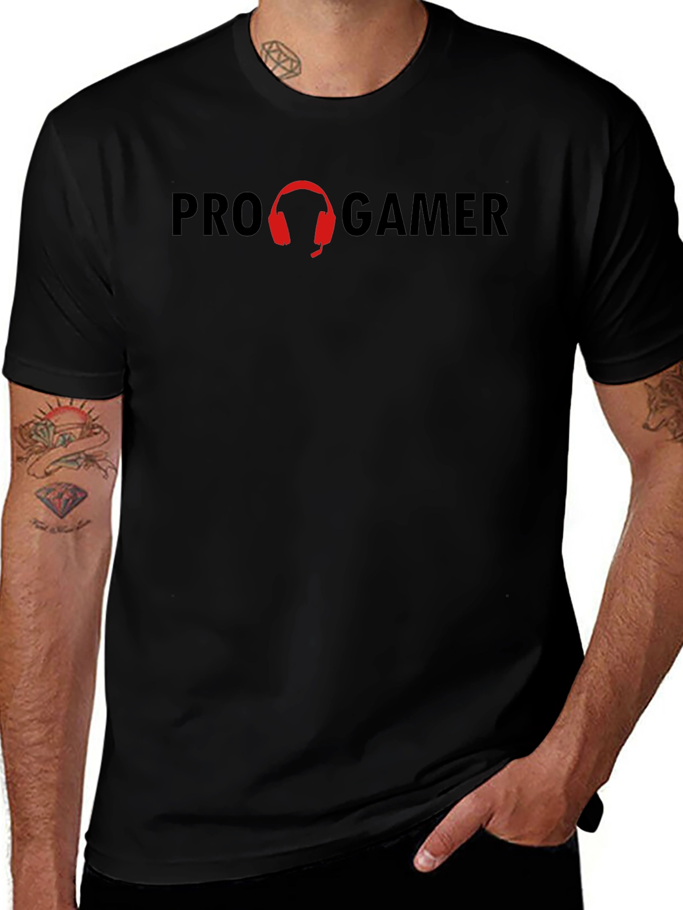 Pro Gamer Black T-Shirt with Headphone Design