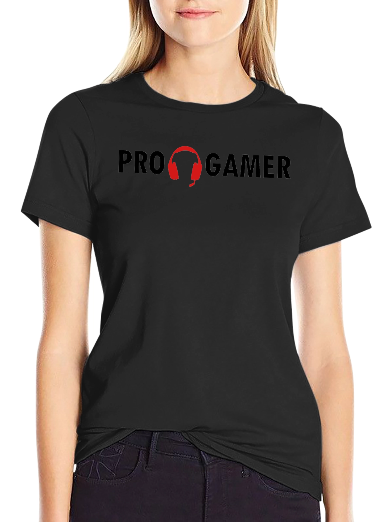 Pro Gamer Black T-Shirt with Headphone Design