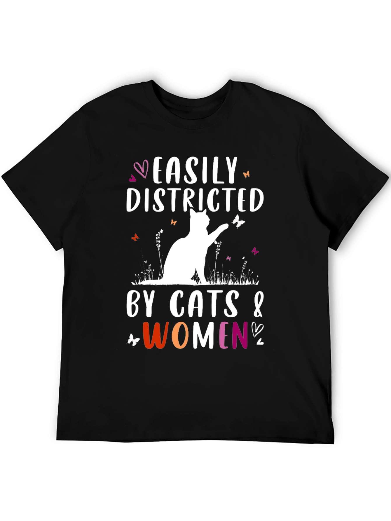 Easily Distracted by Cats and Women Graphic Tee