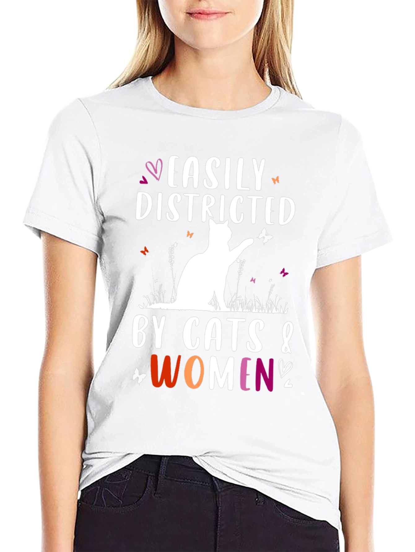 Easily Distracted by Cats and Women Graphic Tee