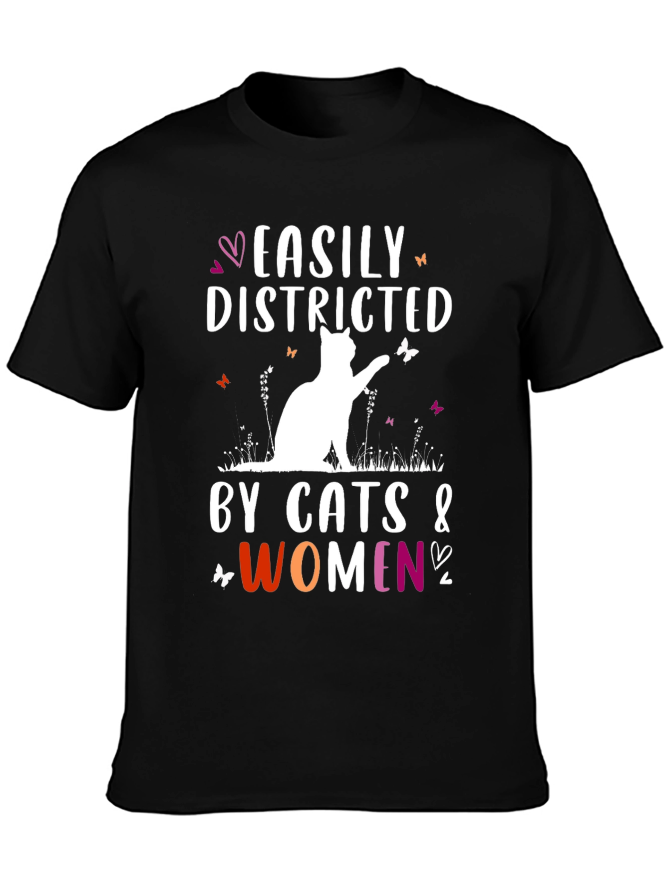 Easily Distracted by Cats and Women Graphic Tee