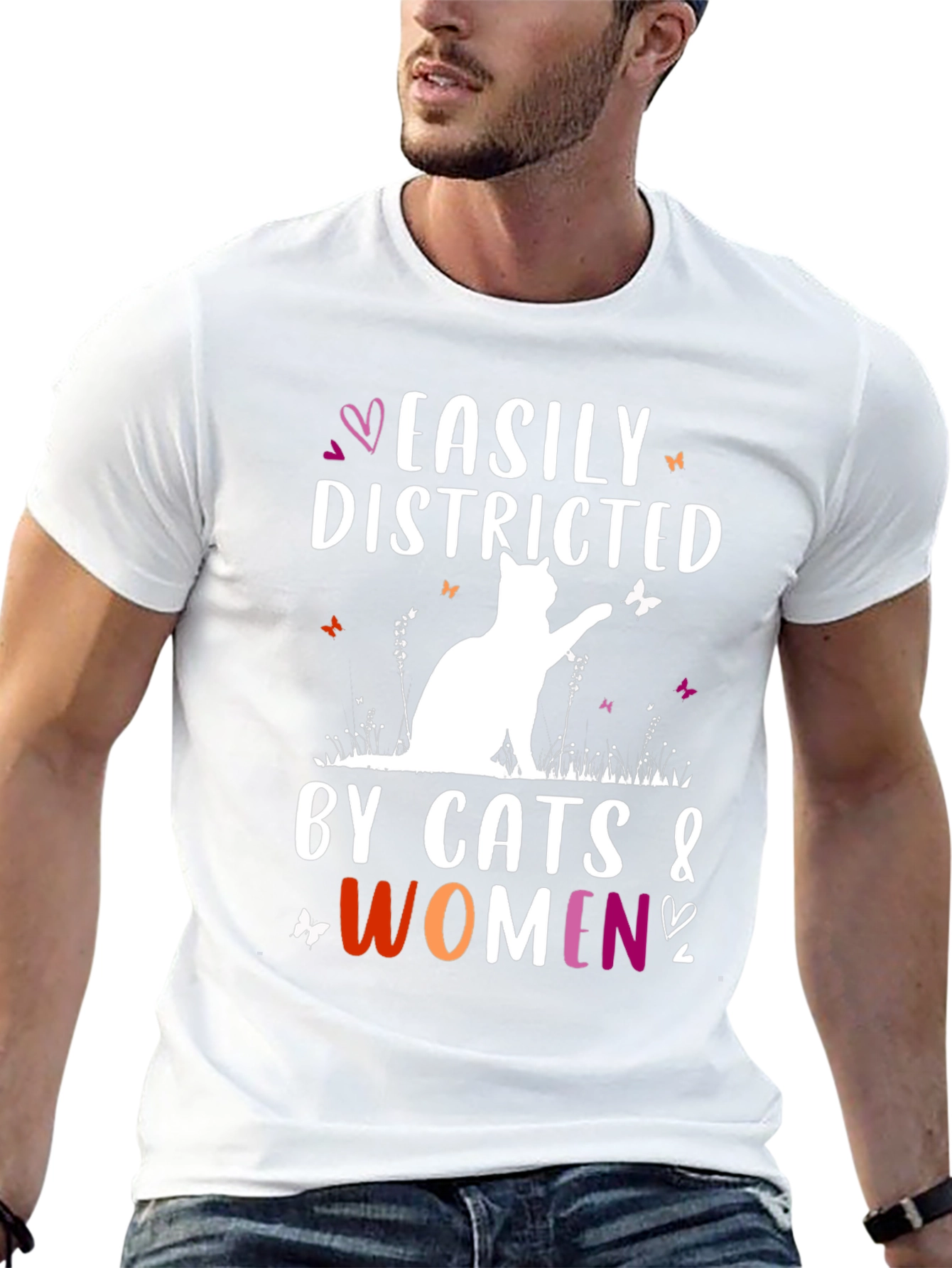 Easily Distracted by Cats and Women Graphic Tee