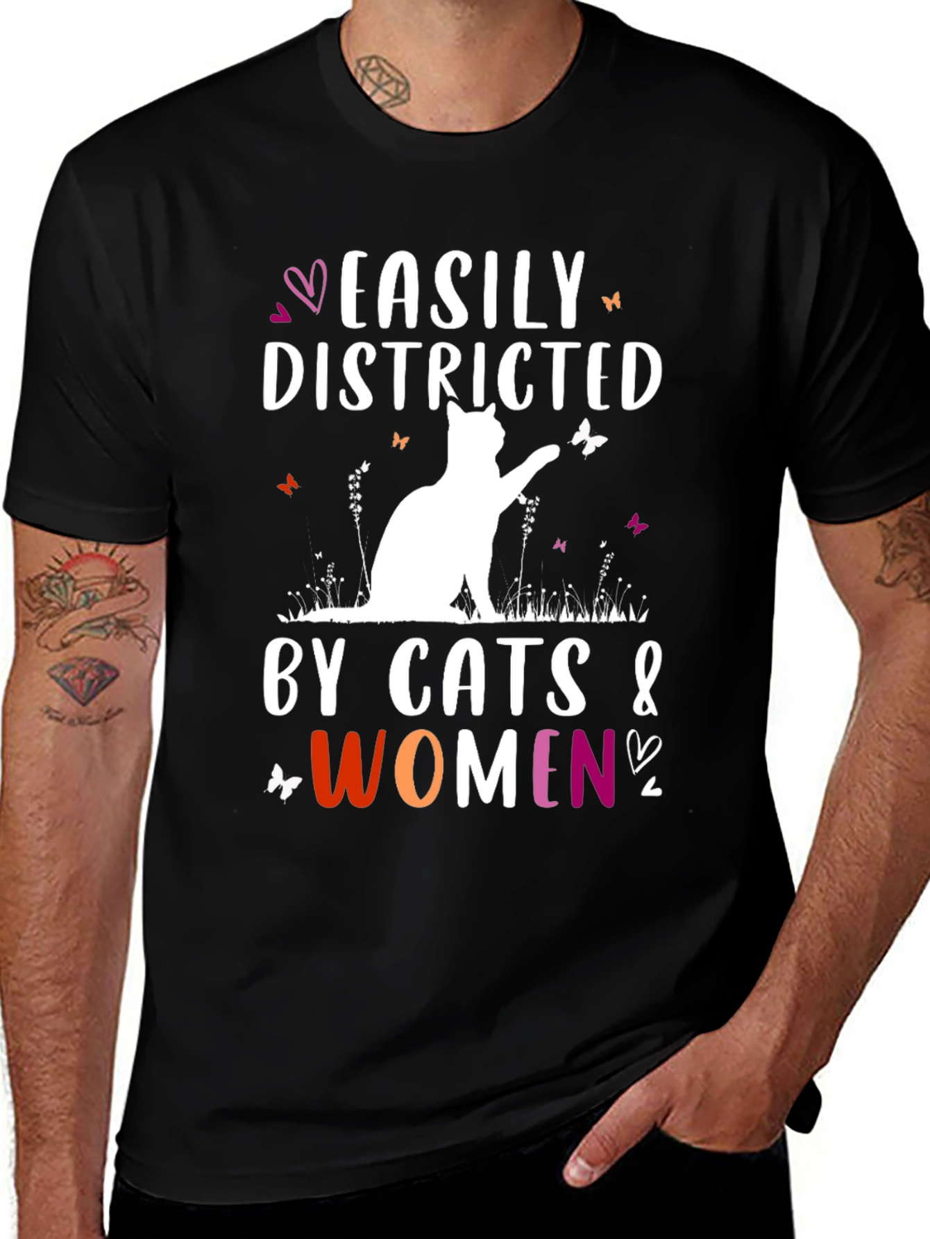 Easily Distracted by Cats and Women Graphic Tee
