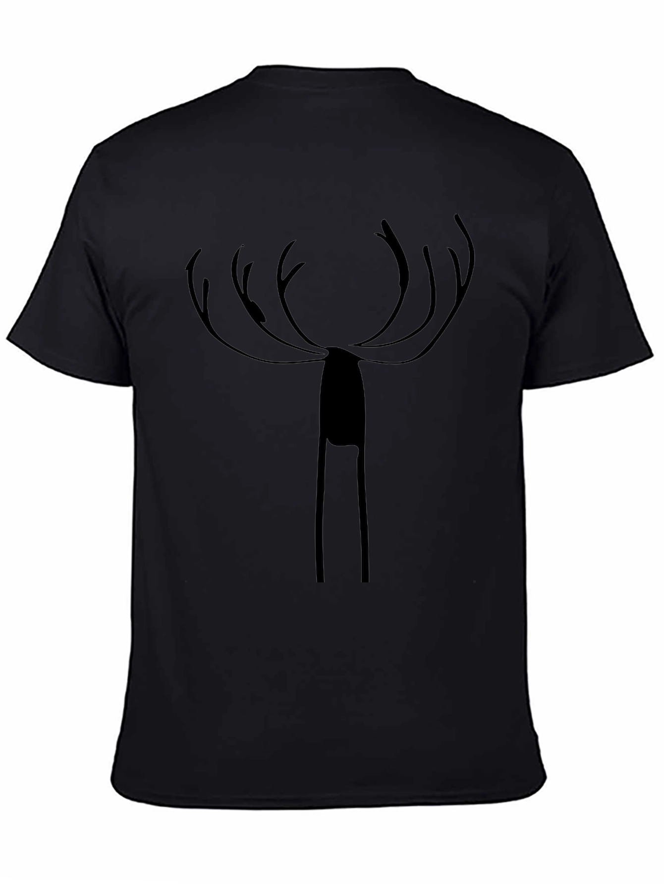 Minimalist Deer Antler Graphic Black T-Shirt