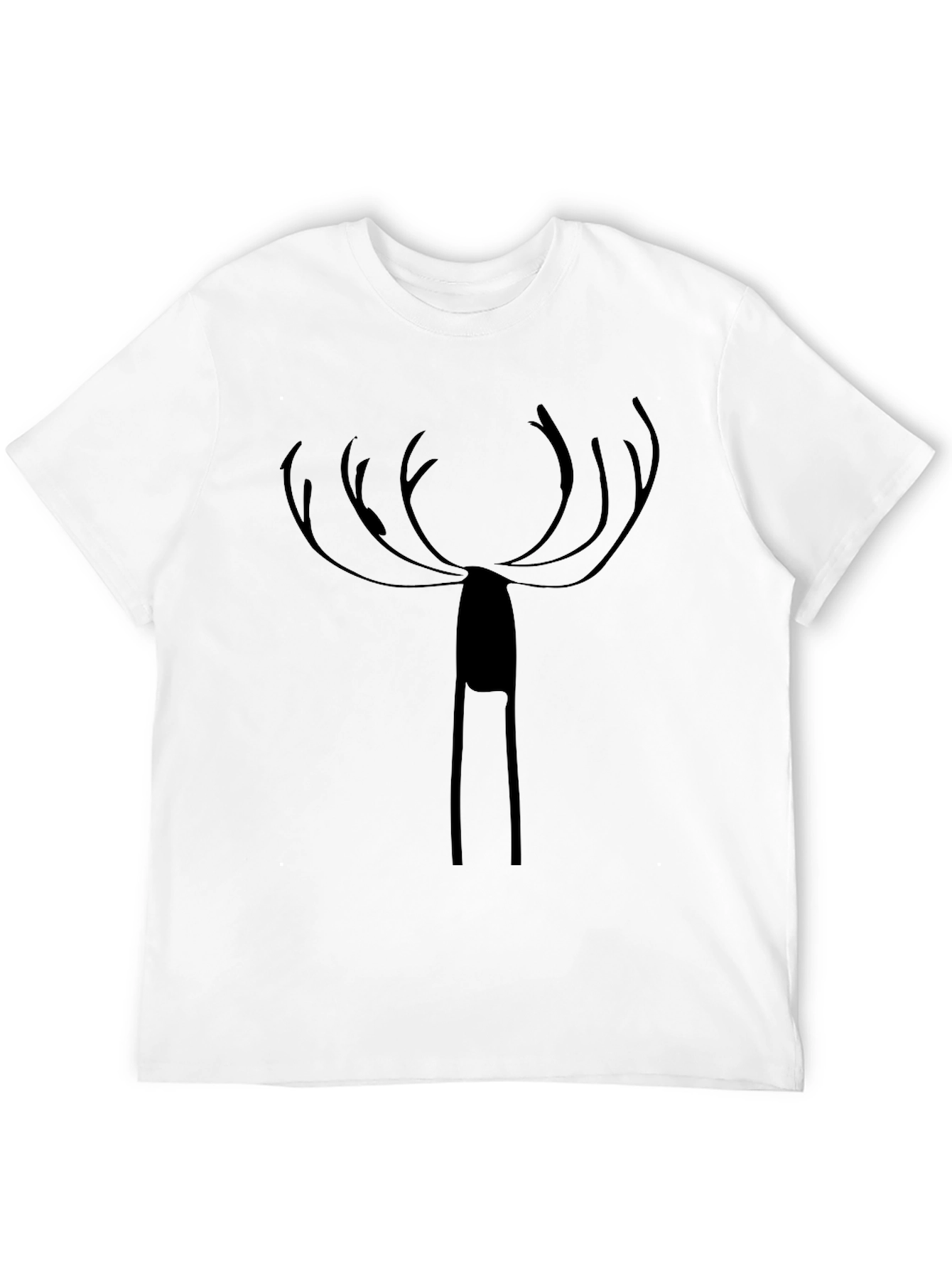 Minimalist Deer Antler Graphic Black T-Shirt