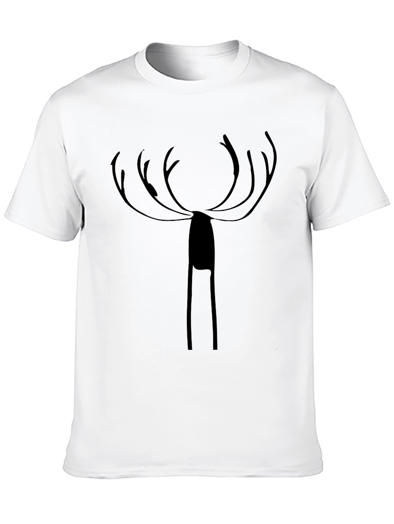 Minimalist Deer Antler Graphic Black T-Shirt