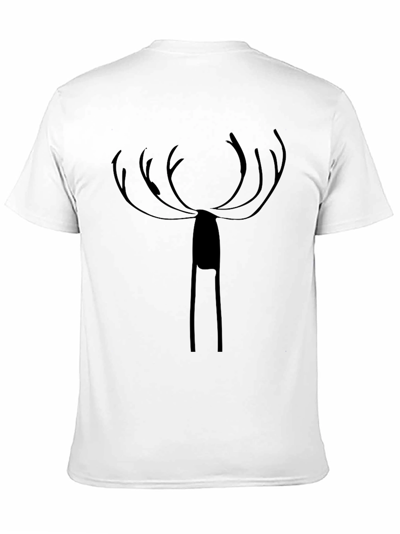 Minimalist Deer Antler Graphic Black T-Shirt