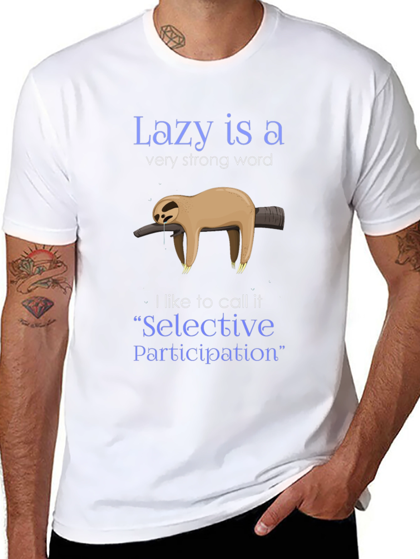 Lazy Sloth Graphic Tee - Selective Participation Shirt
