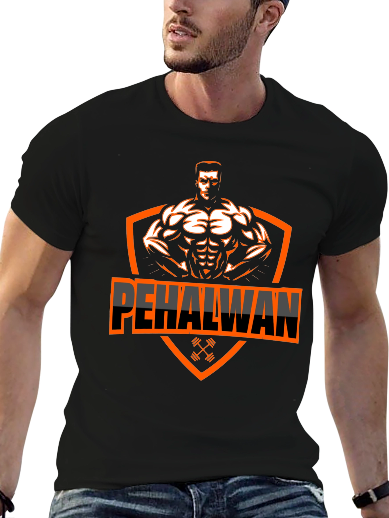 Mens Black Pehalwan Graphic T-Shirt