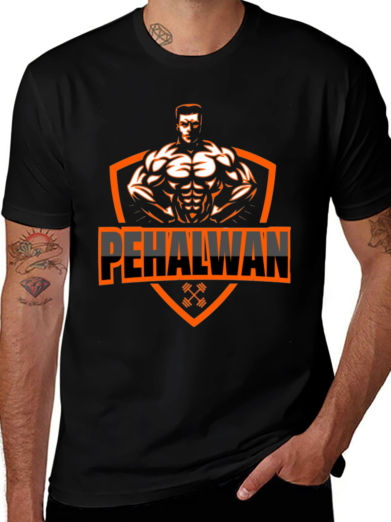 Mens Black Pehalwan Graphic T-Shirt