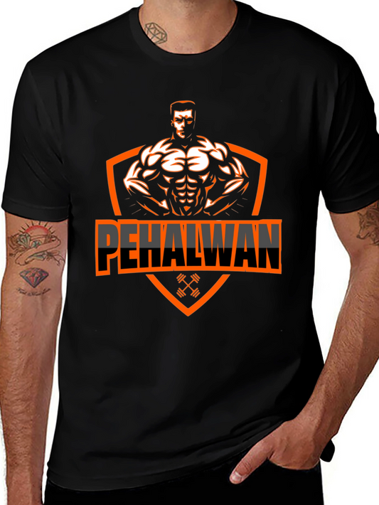 Mens Black Pehalwan Graphic T-Shirt