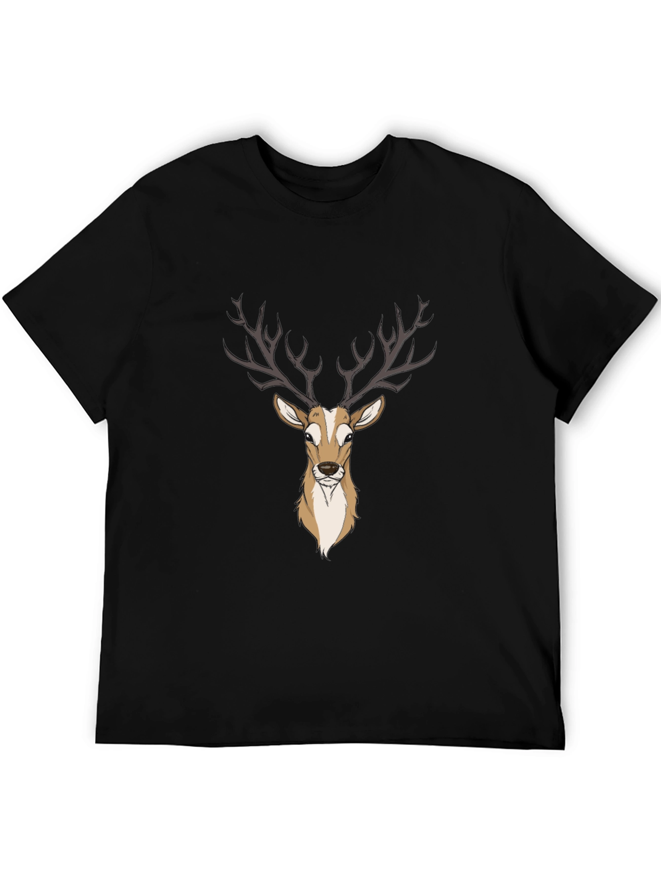 Mens Deer Graphic Print Black T-Shirt