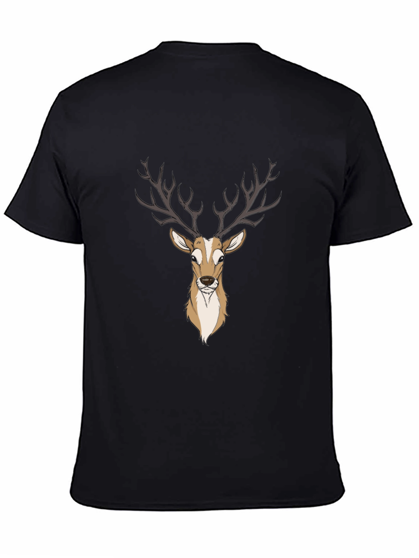 Mens Deer Graphic Print Black T-Shirt