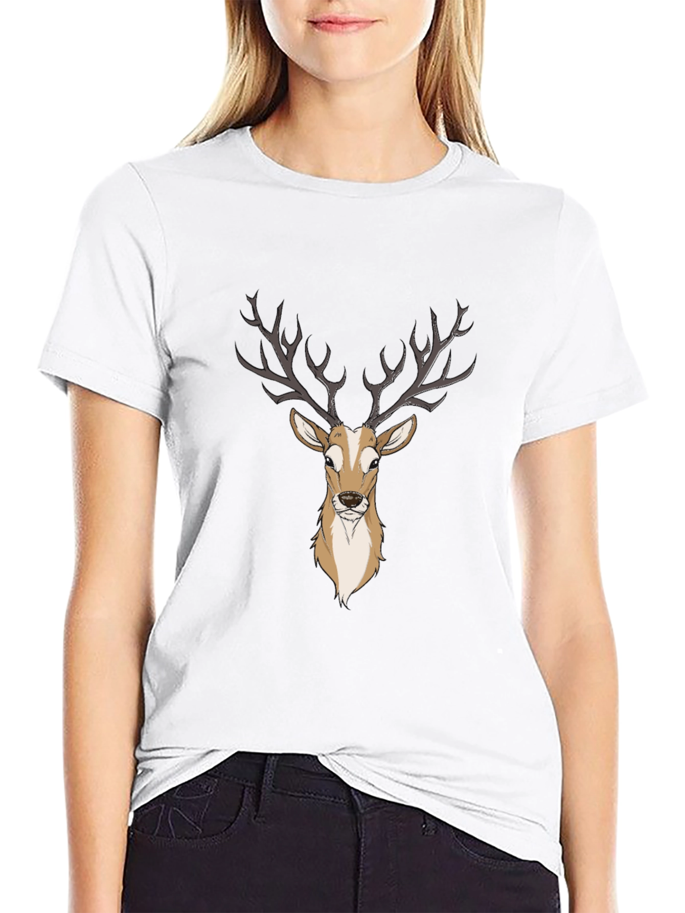 Mens Deer Graphic Print Black T-Shirt