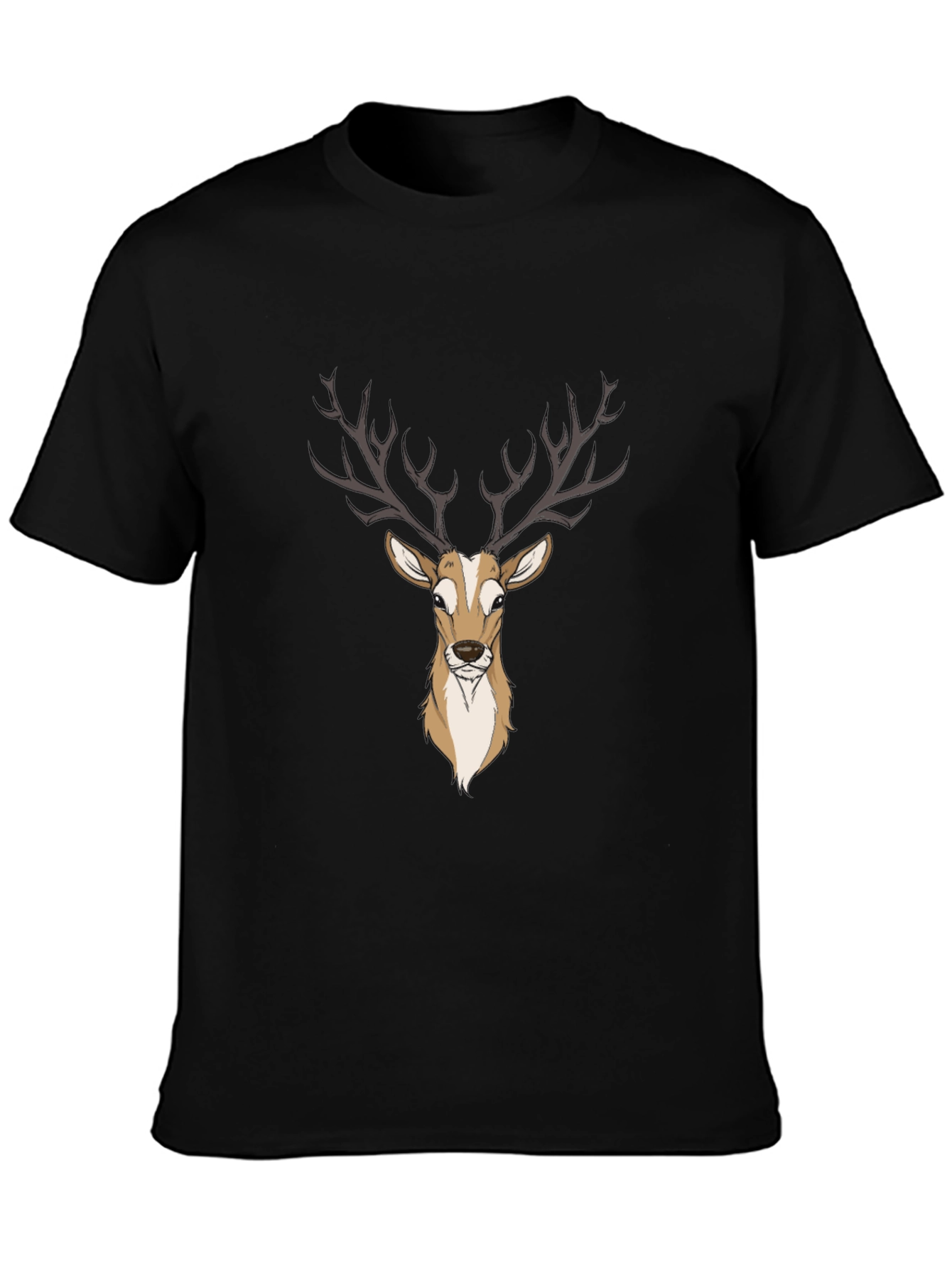 Mens Deer Graphic Print Black T-Shirt