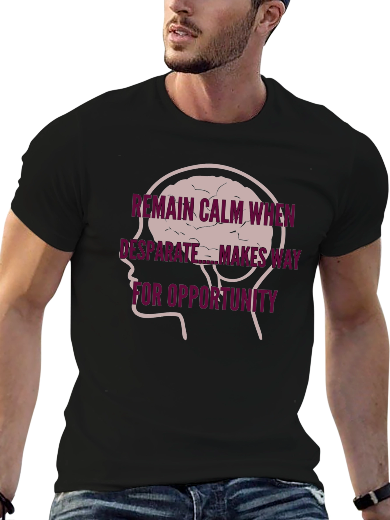 Remain Calm Brain Tee - Mens Black Graphic T-Shirt