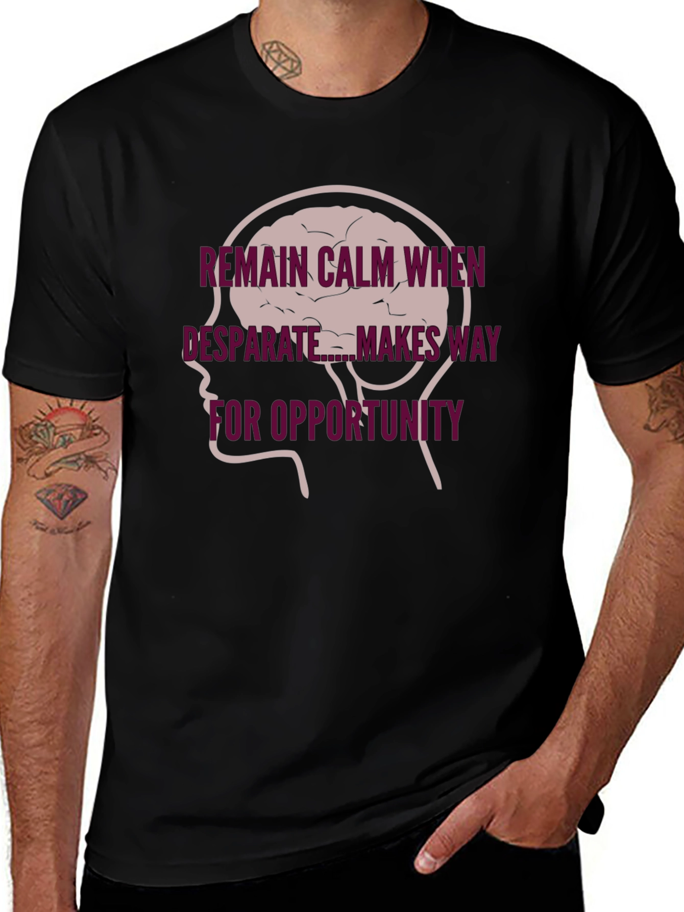 Remain Calm Brain Tee - Mens Black Graphic T-Shirt