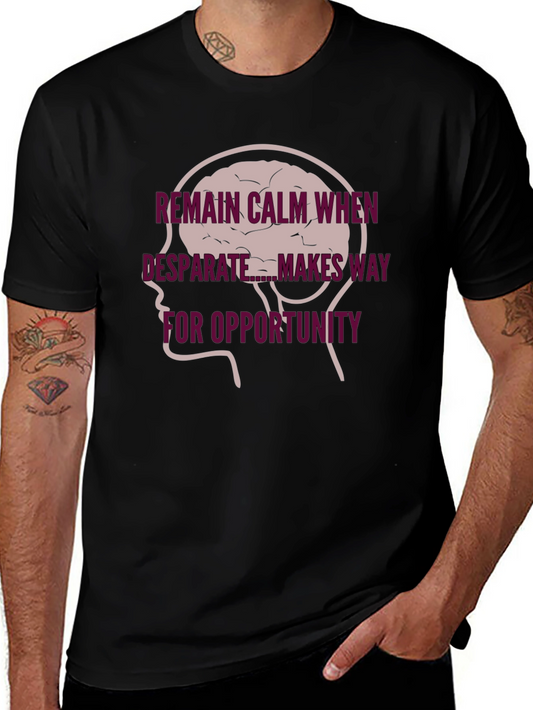 Remain Calm Brain Tee - Mens Black Graphic T-Shirt