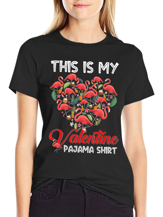Valentine Flamingo Pajama T-Shirt